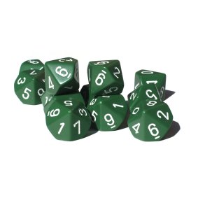 Terning 10-sidet med tal 0-9 (12 stk.)
