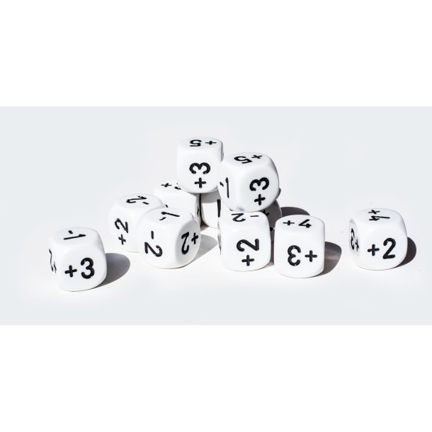 Terning m/+ og - 1-5 (12 stk.)