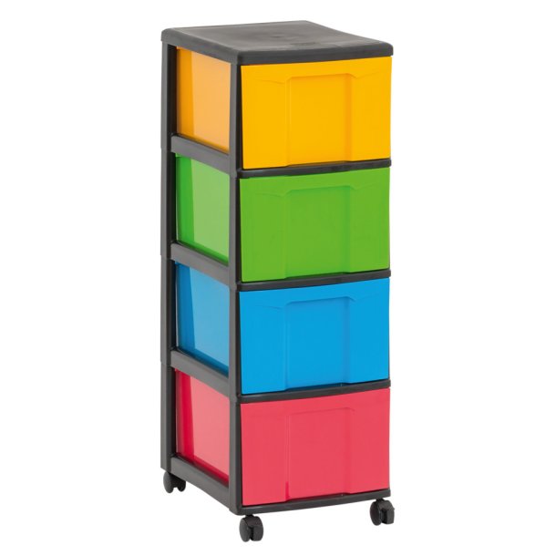 Reol med 4 store skuffer