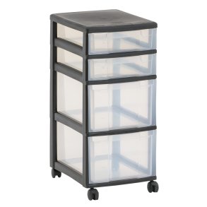 Reol med 2 sm og 2 store skuffer