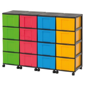 Reol med 16 store skuffer